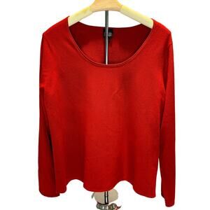 Women's Eileen Fisher Long Sleeve Scoop Neck Red Sweater, Size Large, EUC